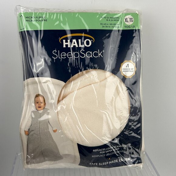 HALO Sleepsack Micro Fleece Ivory Sleeper Zip XL 18-24 Mos. TOG 1.0 - Picture 1 of 6
